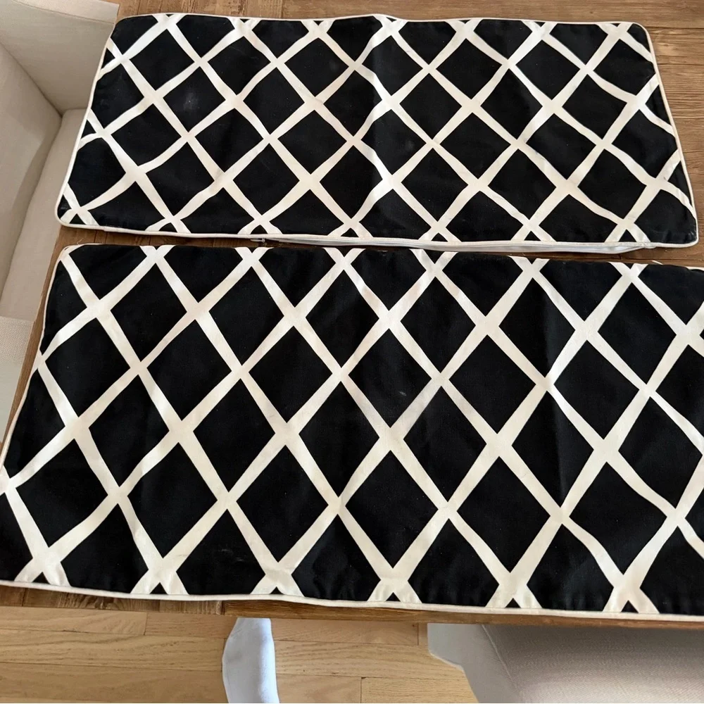 2 Serena and Lily Black & White Lattice pillow covers double sided